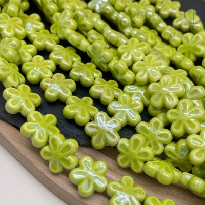 Цветок керамика, цвет зеленый 18 мм