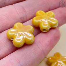 Цветок, керамика, цвет желтый 18 мм штучно