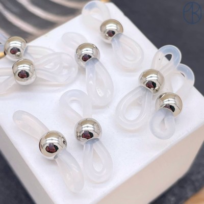 Держатель силикон с шариком, цвет серебро 19мм уп.10шт