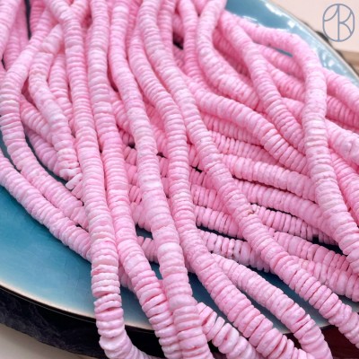 Диски из ракушек, цвет розовый №1 6 мм