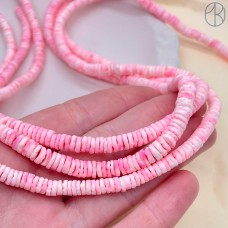 Диски из ракушек, цвет розовый, 4*1,7 мм