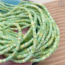 Диски из ракушек, цвет зелено-желтый 4 мм