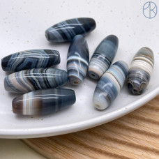 Дзи природные из агата №3 качество ААА 34х13 мм штучно