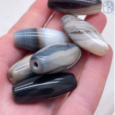 Дзи природные из агата качество А №32 35х13 мм штучно