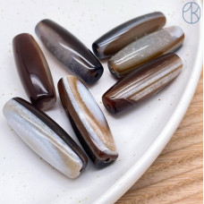 Дзи природные из агата качество А №43 34х13 мм штучно