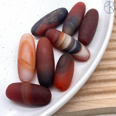 Дзи природные из агата матовые №19 38х12 мм штучно