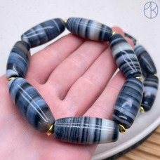 Дзи природные из агата сет качество ААА 34х13 мм