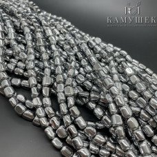 Гематин имитация галтовка темное серебро 6-9мм