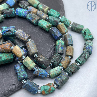 Хризоколла с Азуритом фриформ цилиндр матовый ~ 11-12 мм