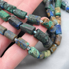 Хризоколла с Азуритом фриформ цилиндр матовый ~ 11-12 мм