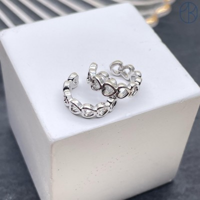 Кафф сердце, цвет серебро 13 мм