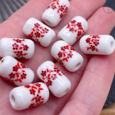 Керамика, цилиндр узор красный 16х9 мм