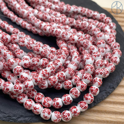 Керамика гжель, узор красный 8 мм