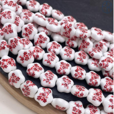 Керамика клевер узор красный 14 мм