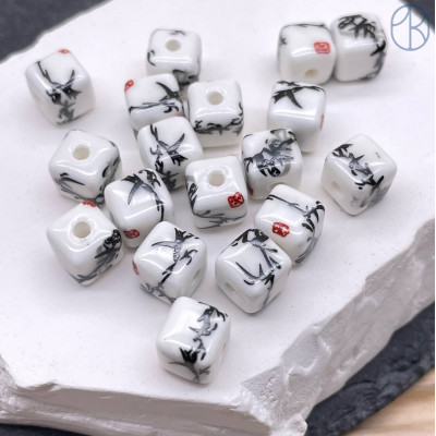 Керамика куб черный узор 8 мм штучно