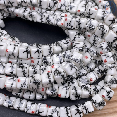 Керамика куб черный узор 8 мм