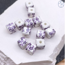Керамика куб сиреневый узор гжель 8 мм штучно