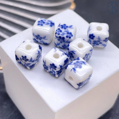 Керамика куб узор гжель 8 мм штучно