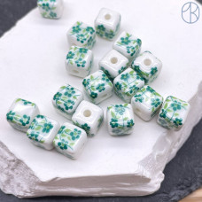 Керамика куб зеленый узор гжель 8 мм штучно