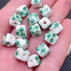 Керамика куб зеленый узор гжель 8 мм штучно