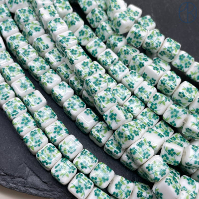 Керамика куб зеленый узор гжель 8 мм