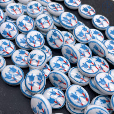 Керамика овал голубой цветок гжель 20 мм