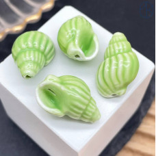 Керамика ракушка, цвет зеленый 21 мм штучно
