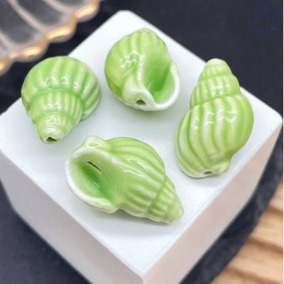 Керамика ракушка, цвет зеленый 21 мм штучно