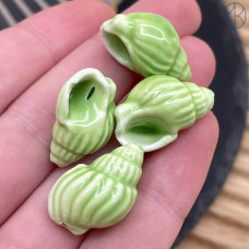 Керамика ракушка, цвет зеленый 21 мм штучно