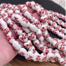 Керамика сердце узор красный 12 мм