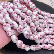 Керамика сердце узор розовый 12 мм