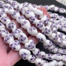 Керамика сердце узор сиреневый 12 мм