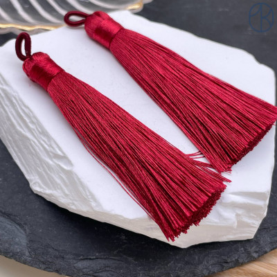 Кисть вискозный шелк бордовая 9см