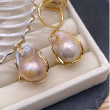 Кольцо Барокко жемчуг, цвет золото