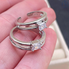 Кольцо циркон, цвет серебро 
