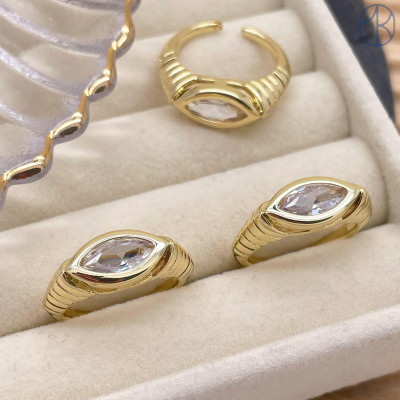 Кольцо циркон цвет золото 