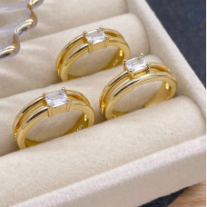 Кольцо циркон, цвет золото 