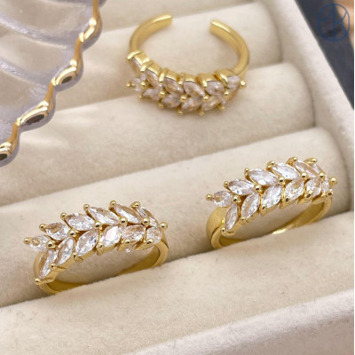 Кольцо цирконы цвет золото 