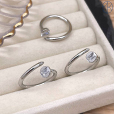 Кольцо гвоздь цирконы цвет серебро 