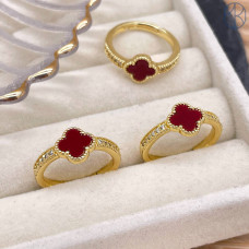 Кольцо клевер №1 цвет золото 