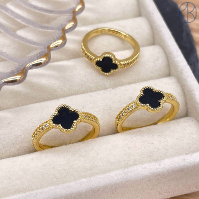 Кольцо клевер №2 цвет золото 