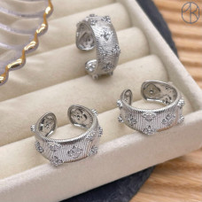 Кольцо клевер цвет серебро 