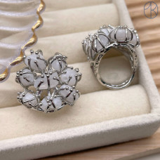 Кольцо лунный камень, цвет серебро