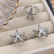 Кольцо морская звезда цирконы цвет серебро 