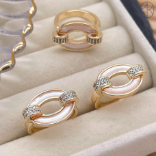 Кольцо овал перламутр цвет золото 