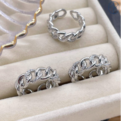 Кольцо плетеное цвет серебро 