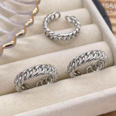 Кольцо плетеное цвет серебро 