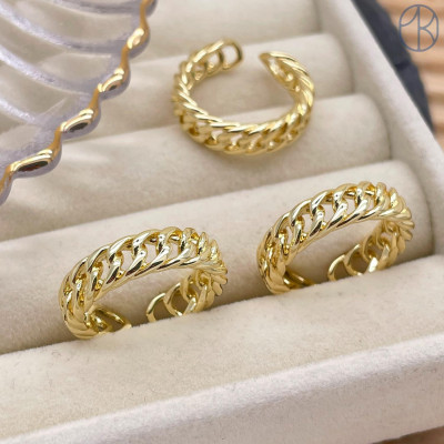 Кольцо плетеное цвет золото 