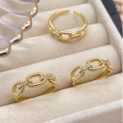 Кольцо плетеное цвет золото 