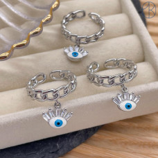 Кольцо плетеное глаз цвет серебро 